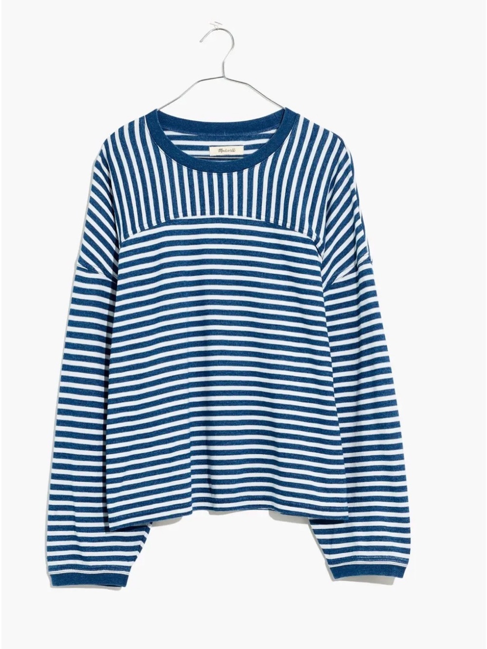 Madewell Striped Seamed Long Sleeve Navy and White
